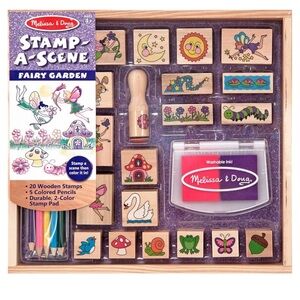 Melissa & Doug Fairy Garden: Stamp-a-Scene Wooden Stamp Set